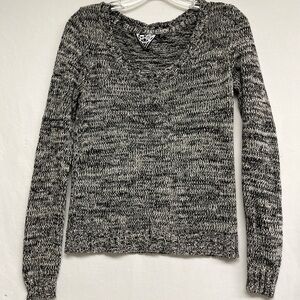 Volcom Marled Knit Deep Scoop Neck Sweater 
Cozy black and white relaxed fit.